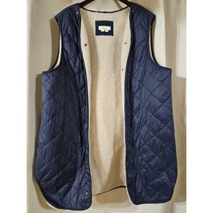 Boden‎ Sherpa Lined Quilted Vest Navy Blue Womens 16-18 Cozy Preppy Plus Size